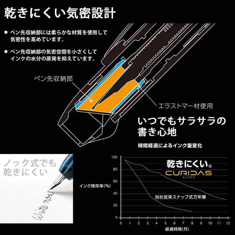 PLATINUM Fountain Pen, Curidus, Abyss Blue, Medium Point, PKN-7000#50-3 - Image 4